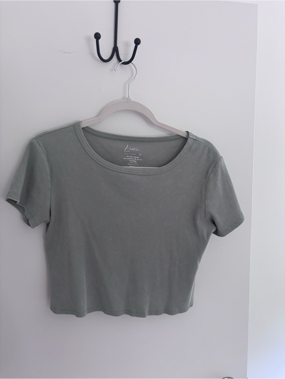 Olivia Rae Sage Ribbed Scoop-Neck Crop Top